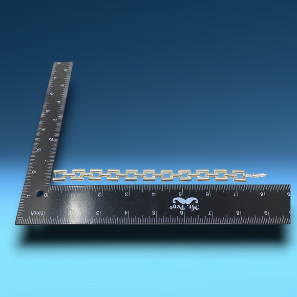 Vintage 1980’s Modernist Silver Tone Chunky Square Link Bracelet Couture Mogul - Picture 4 of 4